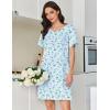 image:imageEkouaer Cotton Nightgowns for Women Short Sleeve Sleep Shirts Pleated Night Shirts Soft Crew Neck Night GownBlue Floral