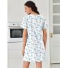 image:imageEkouaer Cotton Nightgowns for Women Short Sleeve Sleep Shirts Pleated Night Shirts Soft Crew Neck Night GownBlue Flowers