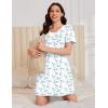 image:imageEkouaer Cotton Nightgowns for Women Short Sleeve Sleep Shirts Pleated Night Shirts Soft Crew Neck Night GownBlue Flowers