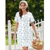 image:imageEkouaer Cotton Nightgowns for Women Short Sleeve Sleep Shirts Pleated Night Shirts Soft Crew Neck Night GownBlue Flowers