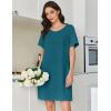 image:imageEkouaer Cotton Nightgowns for Women Short Sleeve Sleep Shirts Pleated Night Shirts Soft Crew Neck Night GownBlue Green