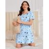 image:imageEkouaer Cotton Nightgowns for Women Short Sleeve Sleep Shirts Pleated Night Shirts Soft Crew Neck Night GownBlue Star Moon