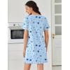 image:imageEkouaer Cotton Nightgowns for Women Short Sleeve Sleep Shirts Pleated Night Shirts Soft Crew Neck Night GownBlue Star Moon