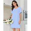 image:imageEkouaer Cotton Nightgowns for Women Short Sleeve Sleep Shirts Pleated Night Shirts Soft Crew Neck Night GownLight Blue