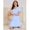 image:imageEkouaer Cotton Nightgowns for Women Short Sleeve Sleep Shirts Pleated Night Shirts Soft Crew Neck Night GownLight Blue