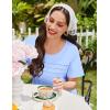 image:imageEkouaer Cotton Nightgowns for Women Short Sleeve Sleep Shirts Pleated Night Shirts Soft Crew Neck Night GownLight Blue