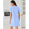 image:imageEkouaer Cotton Nightgowns for Women Short Sleeve Sleep Shirts Pleated Night Shirts Soft Crew Neck Night GownLight Blue
