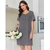 image:imageEkouaer Cotton Nightgowns for Women Short Sleeve Sleep Shirts Pleated Night Shirts Soft Crew Neck Night GownMedium Grey