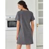 image:imageEkouaer Cotton Nightgowns for Women Short Sleeve Sleep Shirts Pleated Night Shirts Soft Crew Neck Night GownMedium Grey
