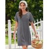 image:imageEkouaer Cotton Nightgowns for Women Short Sleeve Sleep Shirts Pleated Night Shirts Soft Crew Neck Night GownMedium Grey