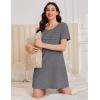 image:imageEkouaer Cotton Nightgowns for Women Short Sleeve Sleep Shirts Pleated Night Shirts Soft Crew Neck Night GownMedium Grey