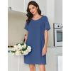 image:imageEkouaer Cotton Nightgowns for Women Short Sleeve Sleep Shirts Pleated Night Shirts Soft Crew Neck Night GownNavy