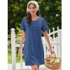 image:imageEkouaer Cotton Nightgowns for Women Short Sleeve Sleep Shirts Pleated Night Shirts Soft Crew Neck Night GownNavy