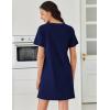 image:imageEkouaer Cotton Nightgowns for Women Short Sleeve Sleep Shirts Pleated Night Shirts Soft Crew Neck Night GownNavy Blue
