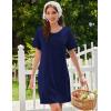 image:imageEkouaer Cotton Nightgowns for Women Short Sleeve Sleep Shirts Pleated Night Shirts Soft Crew Neck Night GownNavy Blue