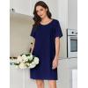 image:imageEkouaer Cotton Nightgowns for Women Short Sleeve Sleep Shirts Pleated Night Shirts Soft Crew Neck Night GownNavy Blue