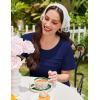 image:imageEkouaer Cotton Nightgowns for Women Short Sleeve Sleep Shirts Pleated Night Shirts Soft Crew Neck Night GownNavy Blue