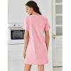 image:imageEkouaer Cotton Nightgowns for Women Short Sleeve Sleep Shirts Pleated Night Shirts Soft Crew Neck Night GownPink