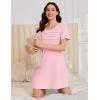 image:imageEkouaer Cotton Nightgowns for Women Short Sleeve Sleep Shirts Pleated Night Shirts Soft Crew Neck Night GownPink
