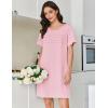 image:imageEkouaer Cotton Nightgowns for Women Short Sleeve Sleep Shirts Pleated Night Shirts Soft Crew Neck Night GownPink