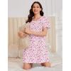 image:imageEkouaer Cotton Nightgowns for Women Short Sleeve Sleep Shirts Pleated Night Shirts Soft Crew Neck Night GownPink Floral