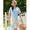 image:imageEkouaer Cotton Nightgowns for Women Short Sleeve Sleep Shirts Pleated Night Shirts Soft Crew Neck Night GownPink Tiedye