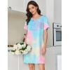 image:imageEkouaer Cotton Nightgowns for Women Short Sleeve Sleep Shirts Pleated Night Shirts Soft Crew Neck Night GownPink Tiedye