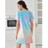 image:imageEkouaer Cotton Nightgowns for Women Short Sleeve Sleep Shirts Pleated Night Shirts Soft Crew Neck Night GownPink Tiedye