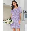 image:imageEkouaer Cotton Nightgowns for Women Short Sleeve Sleep Shirts Pleated Night Shirts Soft Crew Neck Night GownPurple Flowers