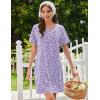 image:imageEkouaer Cotton Nightgowns for Women Short Sleeve Sleep Shirts Pleated Night Shirts Soft Crew Neck Night GownPurple Flowers