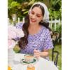 image:imageEkouaer Cotton Nightgowns for Women Short Sleeve Sleep Shirts Pleated Night Shirts Soft Crew Neck Night GownPurple Flowers
