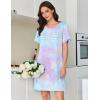 image:imageEkouaer Cotton Nightgowns for Women Short Sleeve Sleep Shirts Pleated Night Shirts Soft Crew Neck Night GownPurple Tie Dye