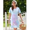 image:imageEkouaer Cotton Nightgowns for Women Short Sleeve Sleep Shirts Pleated Night Shirts Soft Crew Neck Night GownPurple Tie Dye
