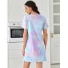 image:imageEkouaer Cotton Nightgowns for Women Short Sleeve Sleep Shirts Pleated Night Shirts Soft Crew Neck Night GownPurple Tie Dye