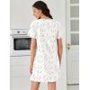 image:imageEkouaer Cotton Nightgowns for Women Short Sleeve Sleep Shirts Pleated Night Shirts Soft Crew Neck Night GownWhite Floral