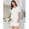 image:imageEkouaer Cotton Nightgowns for Women Short Sleeve Sleep Shirts Pleated Night Shirts Soft Crew Neck Night GownWhite Floral