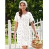 image:imageEkouaer Cotton Nightgowns for Women Short Sleeve Sleep Shirts Pleated Night Shirts Soft Crew Neck Night GownWhite Floral