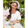 image:imageEkouaer Cotton Nightgowns for Women Short Sleeve Sleep Shirts Pleated Night Shirts Soft Crew Neck Night GownWhite Floral