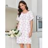 image:imageEkouaer Cotton Nightgowns for Women Short Sleeve Sleep Shirts Pleated Night Shirts Soft Crew Neck Night GownWhite Flowers