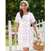 image:imageEkouaer Cotton Nightgowns for Women Short Sleeve Sleep Shirts Pleated Night Shirts Soft Crew Neck Night GownWhite Flowers