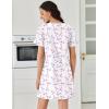image:imageEkouaer Cotton Nightgowns for Women Short Sleeve Sleep Shirts Pleated Night Shirts Soft Crew Neck Night GownWhite Flowers