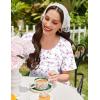 image:imageEkouaer Cotton Nightgowns for Women Short Sleeve Sleep Shirts Pleated Night Shirts Soft Crew Neck Night GownWhite Flowers