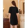 image:imageEkouaer Nightgowns for Women 3 Pack Sleep Shirts Short Sleeve Nightshirt Pullover Nightdress Soft SleepwearBlackLight GreyLeopard