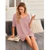 image:imageEkouaer Nightgowns for Women 3 Pack Sleepshirt Short Sleeve Nightshirt V Neck Sleepdress Oversized SleepwearBlackpeacock Bluemisty Pink