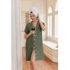 image:imageEkouaer Nightgowns for Women Button Down Night Gowns Short Sleeve Night Dress Notch Collar Sleep Shirt Pajama Dress S3XLArmy Green