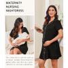 image:imageEkouaer Nightgowns for Women Button Down Night Gowns Short Sleeve Night Dress Notch Collar Sleep Shirt Pajama Dress S3XLBlack