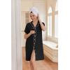 image:imageEkouaer Nightgowns for Women Button Down Night Gowns Short Sleeve Night Dress Notch Collar Sleep Shirt Pajama Dress S3XLBlack