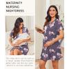 image:imageEkouaer Nightgowns for Women Button Down Night Gowns Short Sleeve Night Dress Notch Collar Sleep Shirt Pajama Dress S3XLFlower Purple