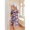 image:imageEkouaer Nightgowns for Women Button Down Night Gowns Short Sleeve Night Dress Notch Collar Sleep Shirt Pajama Dress S3XLFlower Purple