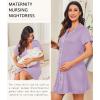 image:imageEkouaer Nightgowns for Women Button Down Night Gowns Short Sleeve Night Dress Notch Collar Sleep Shirt Pajama Dress S3XLLavender